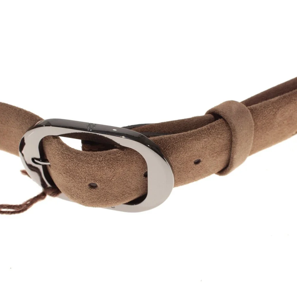 Di Bianco NWT Cut to Size Dress Belt In Solid Brown Suede Leather One Size